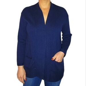 Pure Jill J. Jill Open Cardigan Size Medium Blue Knit Cotton Mix